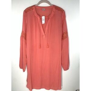 Ann Taylor LOFT Beach Tunic Swim Cover Up Small Coral Orange Dress NWT